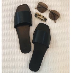 H&M Faux Leather Black Slides